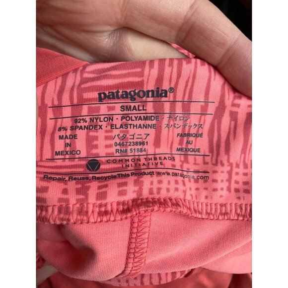 Patagonia Fit Flare Mini Dress V-Neck Geometric Sleeveless Stretch Pink Sz S - Picture 7 of 9